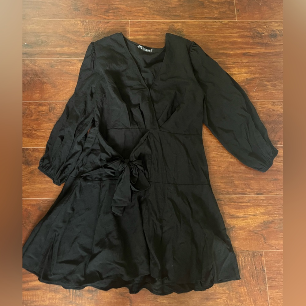 Black zara mini dress with bow